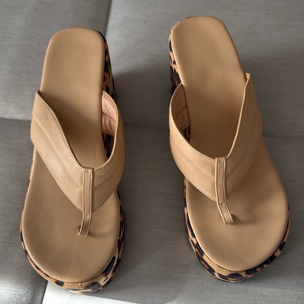 Leopard Print Platform Sandals